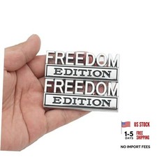 2pcs Metal Freedom Edition Door Tailgate Bumper Emblem Bsdge Silver Black
