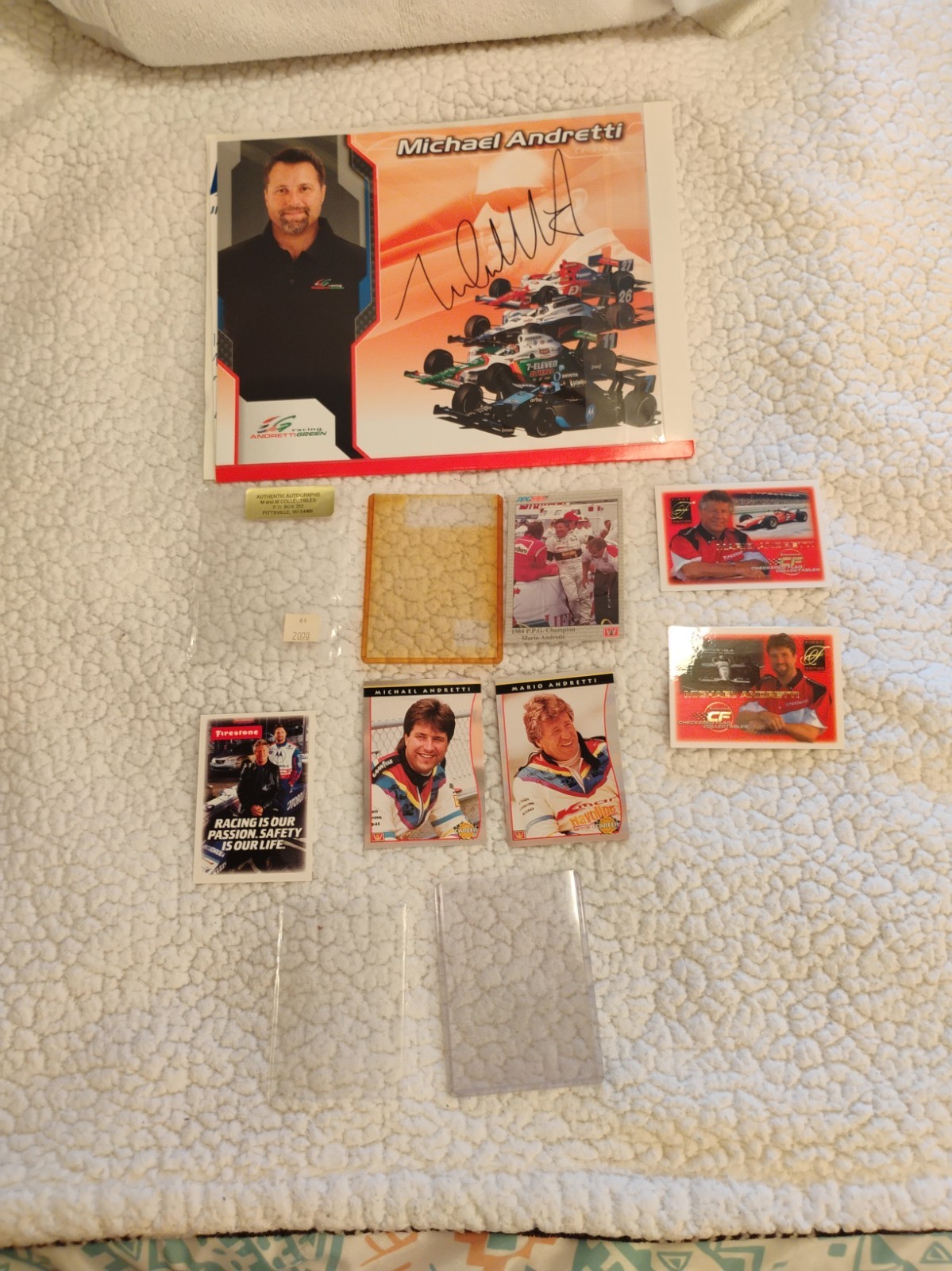 Mario Andretti Signed Card W/COA And Michael Andretti Indy 500 Signed Hero Card 