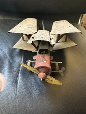 Antique Tinplate Biplane Toy Airplane c1910–1930 Original Paint