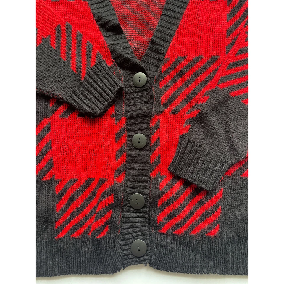 Cárdigan vintage a cuadros para mujer Cabin Creek rojo y negro talla L Foto 4 de 4