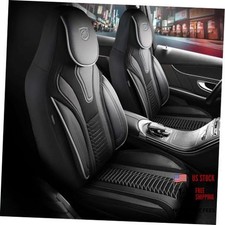 Premium Car Seat Covers Front Seat - Velour  Leather Car Seat Black - Grey