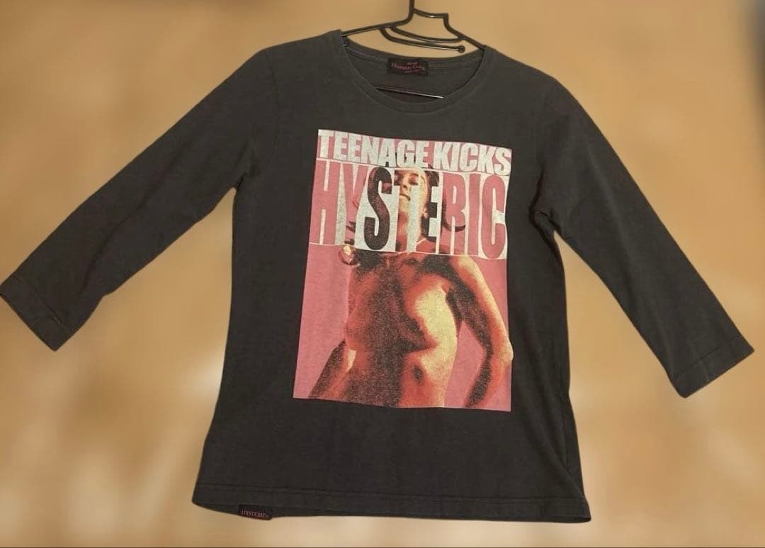 Hysteric Glamour Hys Girl 3/4 Sleeve Cut & Sew Vintage Free Size Top