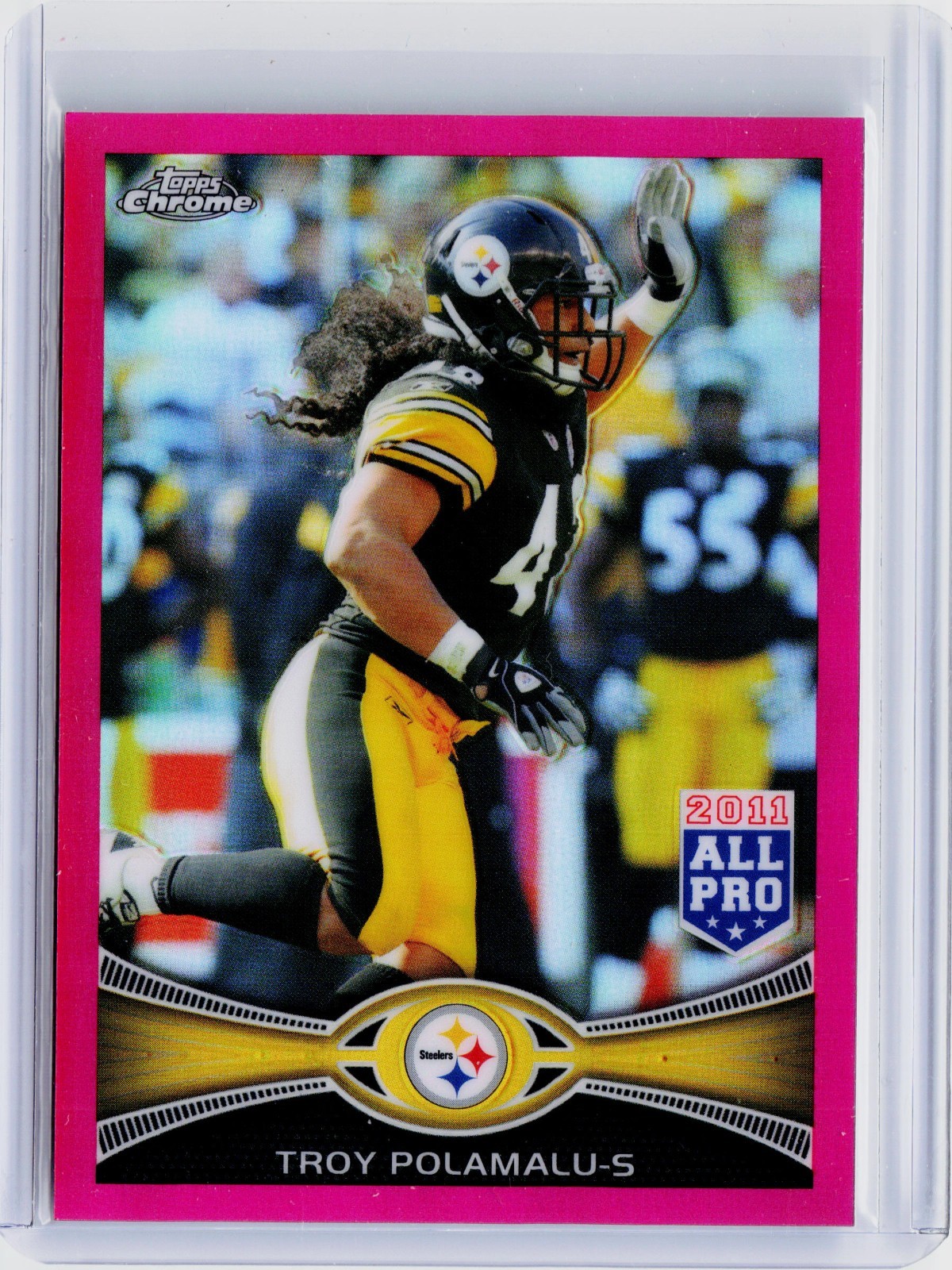 2012 TOPPS CHROME PINK REFRACTOR #125 - TROY POLAMALU #ED 199/399