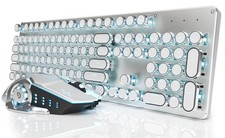 EWEADN TK950 Typewriter Mechanical Keyboard and Mouse, 104 Keys Aesthetic Typ...