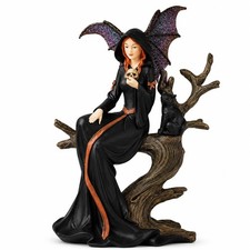 Comfy Hour 7.5 Inch Witch Figurine, Dark Fairy Decor, 1 Piece Black Resin