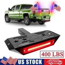 2'' Receiver Trailer Tow Hitch Step Bar w/ LED Brake Light Tailgate Bumper Guard