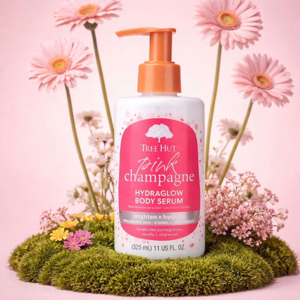 Tree Hut Pink Champagne Hydraglow Body Serum, 11 OZ. Hyaluronic Acid, Vitamin C!