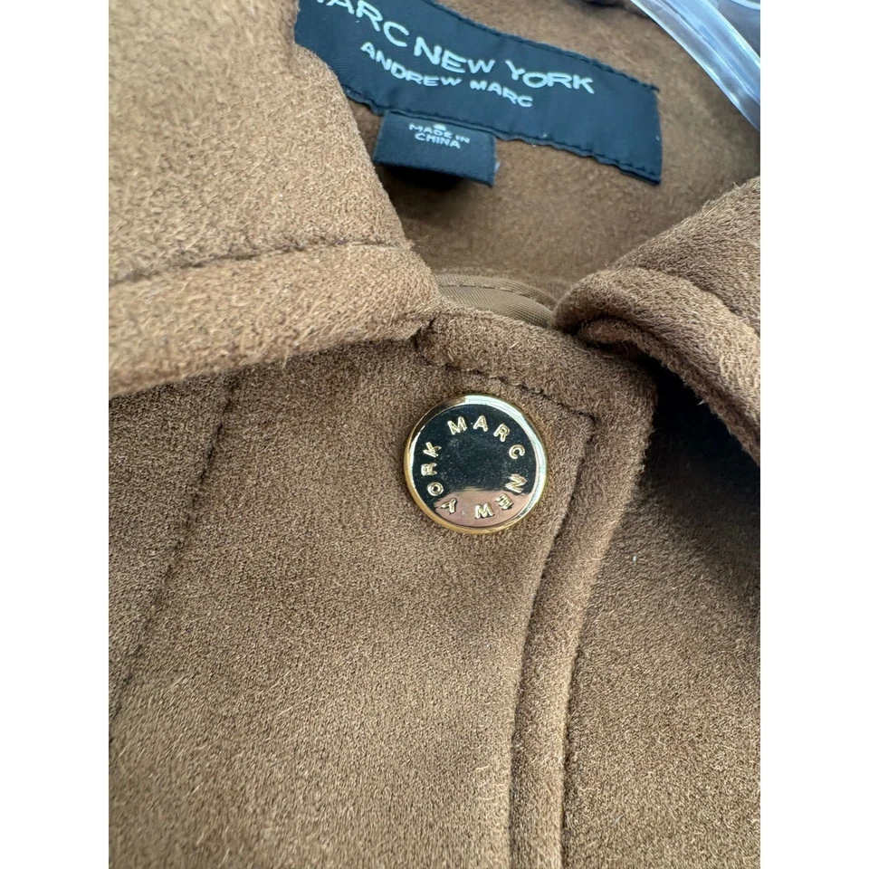 Marc Нью-Йорк искусственной замши рубашка куртка коричневый длинная верхняя юбка Shacket Sz S - Изображение 4 из 4