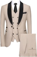 Men 3 Piece Dress Wedding Party Blazers Vest Pant, Men Tuxedo Suit Set