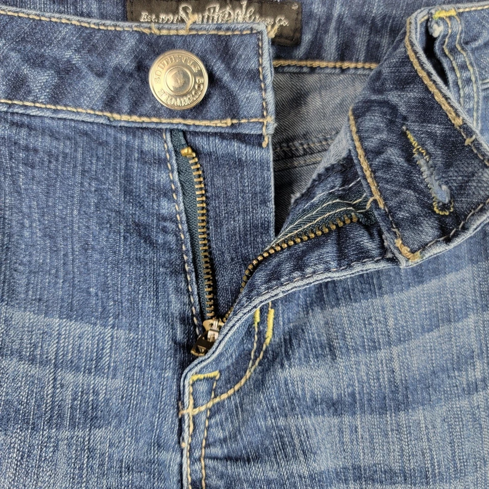 Pantalones Cortos Vaqueros Southpole Vintage Y2K Denim Talla 11 Embellecidos Distress tiro Bajo Foto 3 de 4