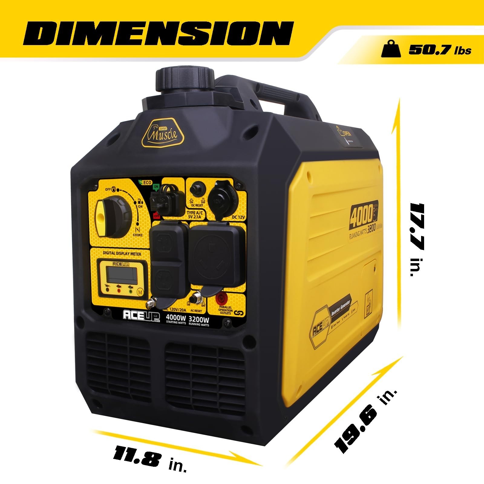 Aceup Energy 4000W Quiet Inverter Generator, RV-Ready EPA Compliant Portable