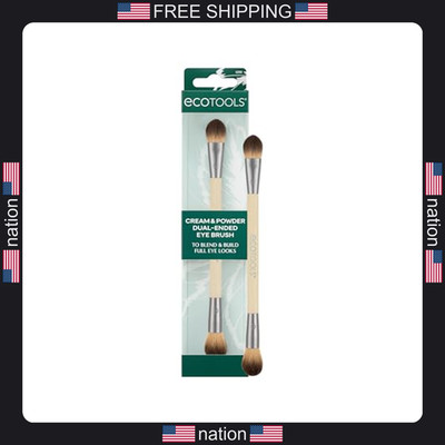 EcoTools dual-ended eye brush flat and fluffy eyeshadow applicator 1 count