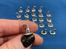 24 Witch Hat 3D Silver Tone Jewelry Charm Pendants 13mm X 10mm