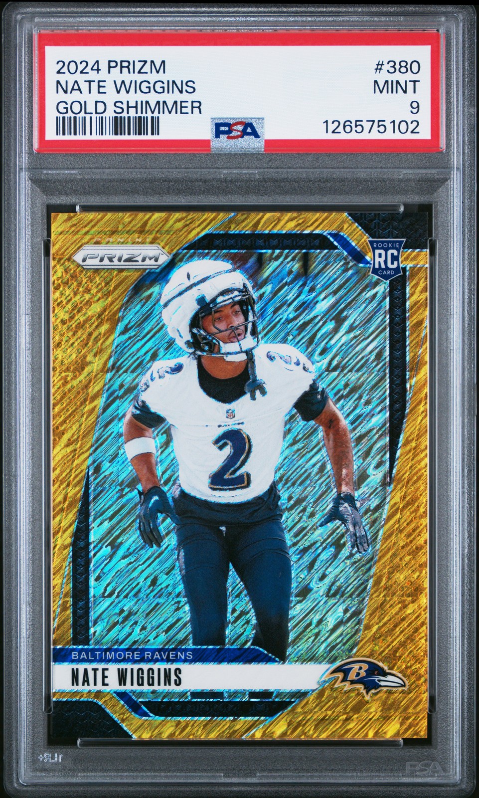 2024 PANINI PRIZM GOLD SHIMMER #380 NATE WIGGINS 2/10 PSA 9