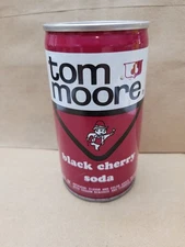 TOM MOORE BLACK CHERRY, STEEL, PULL TAB, SODA CAN - Vintage 60's - 70's
