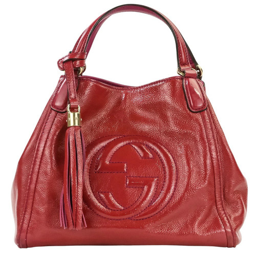 Gucci Soho Interlocking Leather 2Way Handbag Red Ladies Used