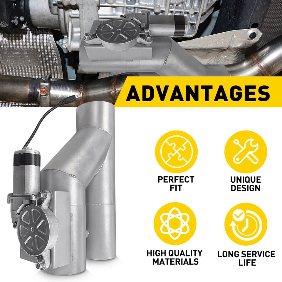 3in Electric 76mm Exhaust Y-Pipe Valve Dual-Valve Tip Pipe Set w/ 2 Harness New - image 4 of 4