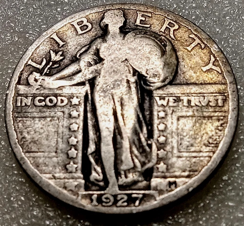 1927 SILVER STANDING LIBERTY QUARTER 25¢ 99-Year-Old Coin . #2b9