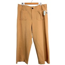 Maeve Anthropologie The Colette Cropped Stretch Wide Leg Pant Beige 20W Plus NET