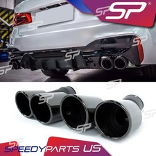 2x Quad Black Exhaust Muffler Tips For Bmw G30 520i 530i 540i 2017-2025 M Sport