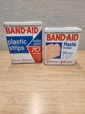 Vintage Lot Of 2 Band-Aid Metal Boxes Tins Jo...