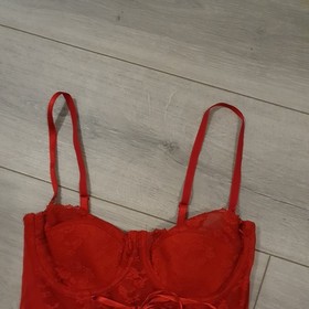 Vintage Ann Summers Red Lace Entice Boned Multi Way Corset Top Size 34C