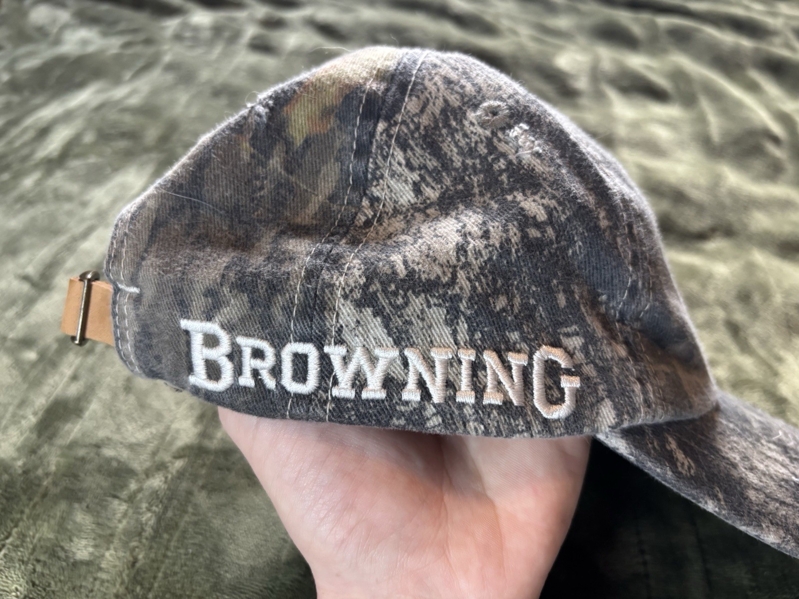 Browning Camo Hat Strap Back Baseball Cap Green B… - image 9