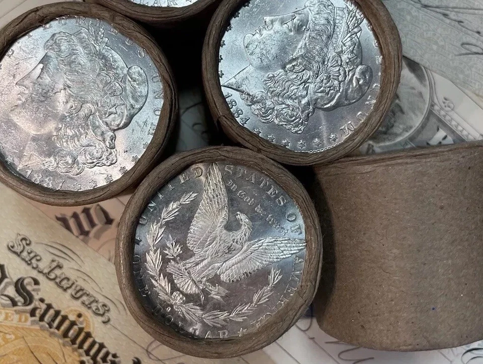 Rollo de dólar de plata Morgan 1878-1904 - rollo de 5 monedas - brillantemente sin circular BU Foto 2 de 4