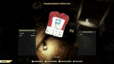 Fallout 76 Asylum Uniform RED Dress Ps4/5