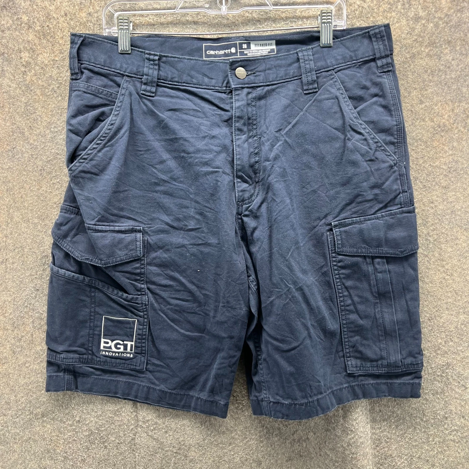 Carhartt Cargo Shorts Mens 36 Blue Relaxed Workwear PGT Innovations Cotton Y2K