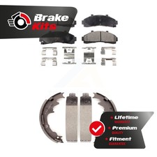 Front Rear Semi-Metallic Brake Pads And Drum Shoes Kit For 1995-2002 Ford Ranger
