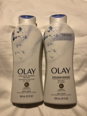 2 Olay Exfoliating Moisture Body Wash, Sea Salt & B3 Complex 22 fl oz