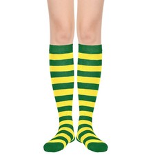 Green Yellow Striped Knee High Socks for Athletic Tall Tube Long Socks for Ca