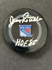 Jean Ratelle HOF Signed New York Rangers Hockey Puck AUTO PSA