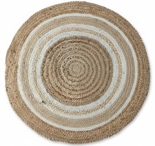 Khidakee Round Jute Braided Rug - Cream Circle Border - Seconds Faulty 60 cm