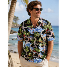 Vintage Hawaiian Tropical Surf Shirt Beach Vacation Button Down Camp Shirt XL