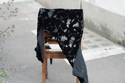 Vintage Silk Velvet Shawl Black Devoré Floral Silk Velvet Scarf Luxury