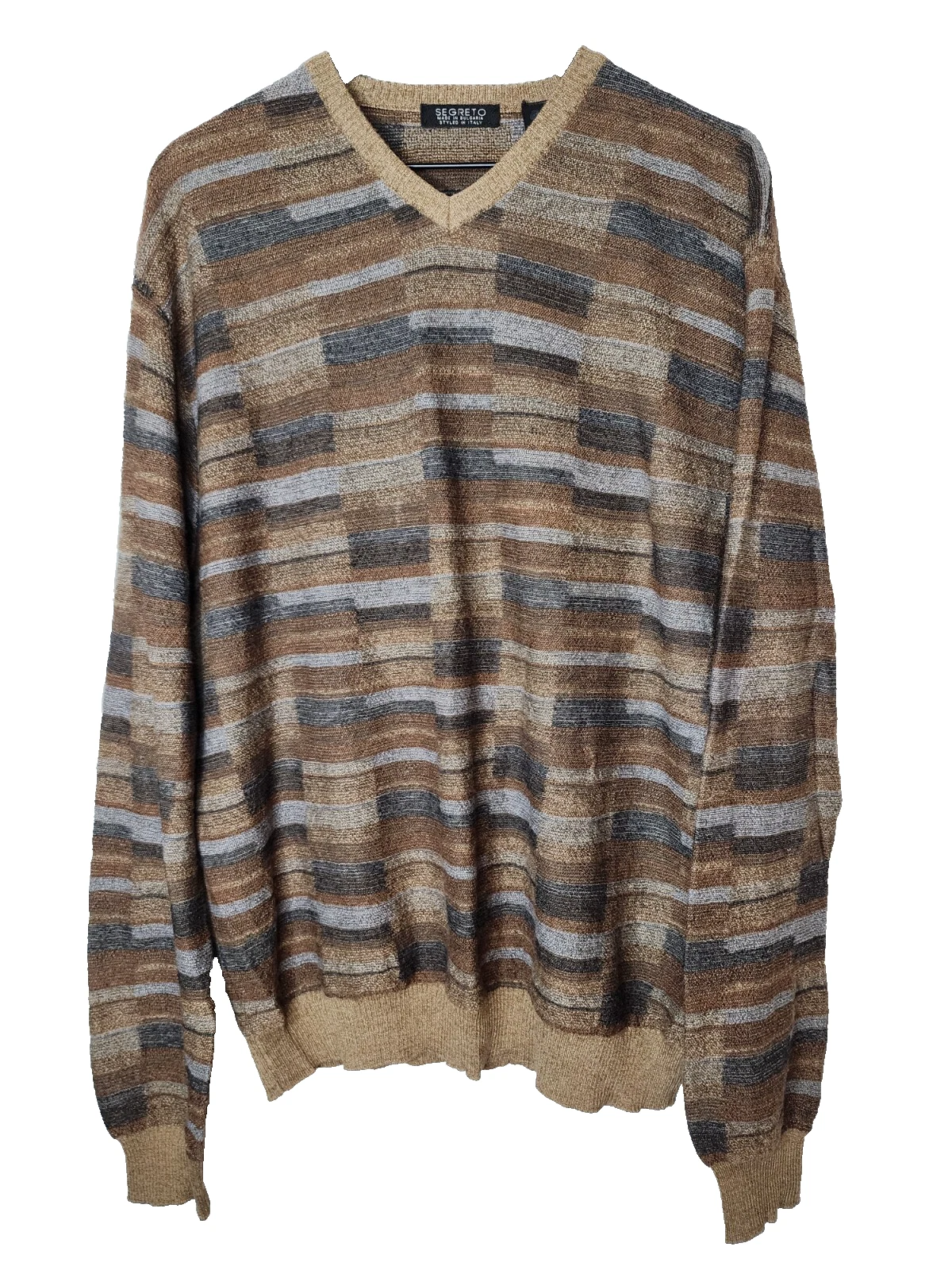 Segreto Mens Merino Wool 90s Style Sweater Size Large
