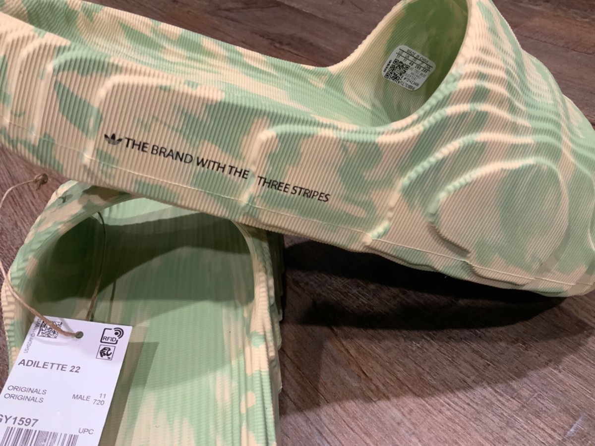 Adidas Original Adilette 22 Slides Magic Lime/Desert Sand GY1597 Mens Size 11 Adidas Adilette 22 Slides  main image 3