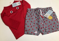 CAT JACK Baby Boys Crab Swim Rash Guard Top Swim Trunks NWT 12 Months