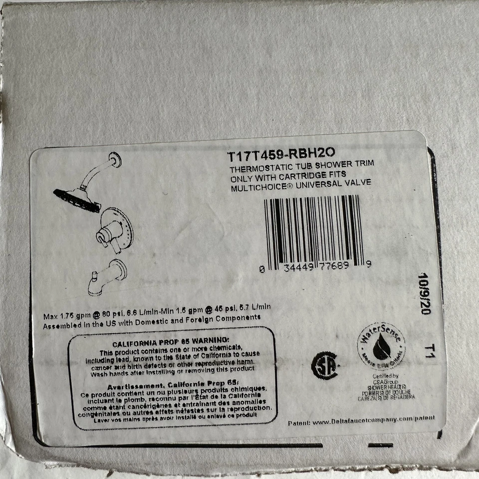 Delta T17T459-RBH2O Trinsic TempAssure banheira e chuveiro acabamento bronze veneziano - Imagem 2 de 3
