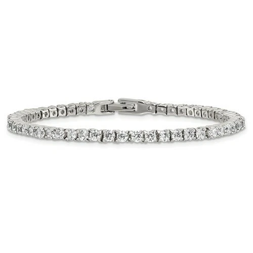 *BRAND NEW* Chisel Stainless Steel Polished CZ Tennis Bracelet SRB2202-7.5 - Image 3 of 4