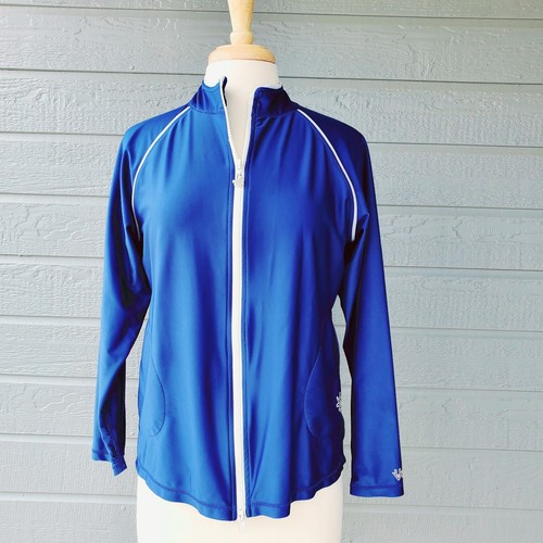 UV Skinz Women Blue Track Zip Jacket M / L (Modeled on a Sz 8 Mannequin) Used