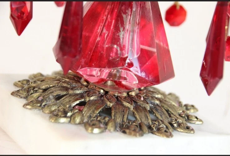 Juego de 2, Candelabro con Cristales, Metal, Cristales de Rubí, Halloween, Centro de Mesa Foto 2 de 4