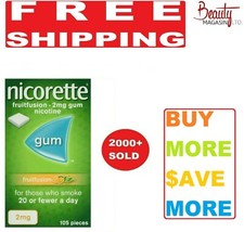 Nicorette 2 mg FRUITFUSION Gum SugarFree 105 - FREE SHIPPING TO USA