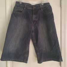 SouthPole Y2K Orange Stitching Blue/Grayish Jean Shorts Vintage Waist 34