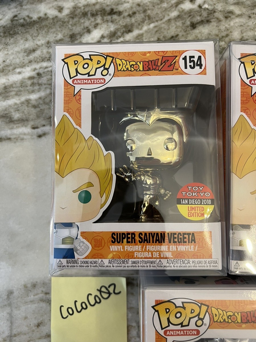 Funko POP Vegeta 154 & 10 Blue Gold Chrome Toy Tokyo SDCC NYCC +