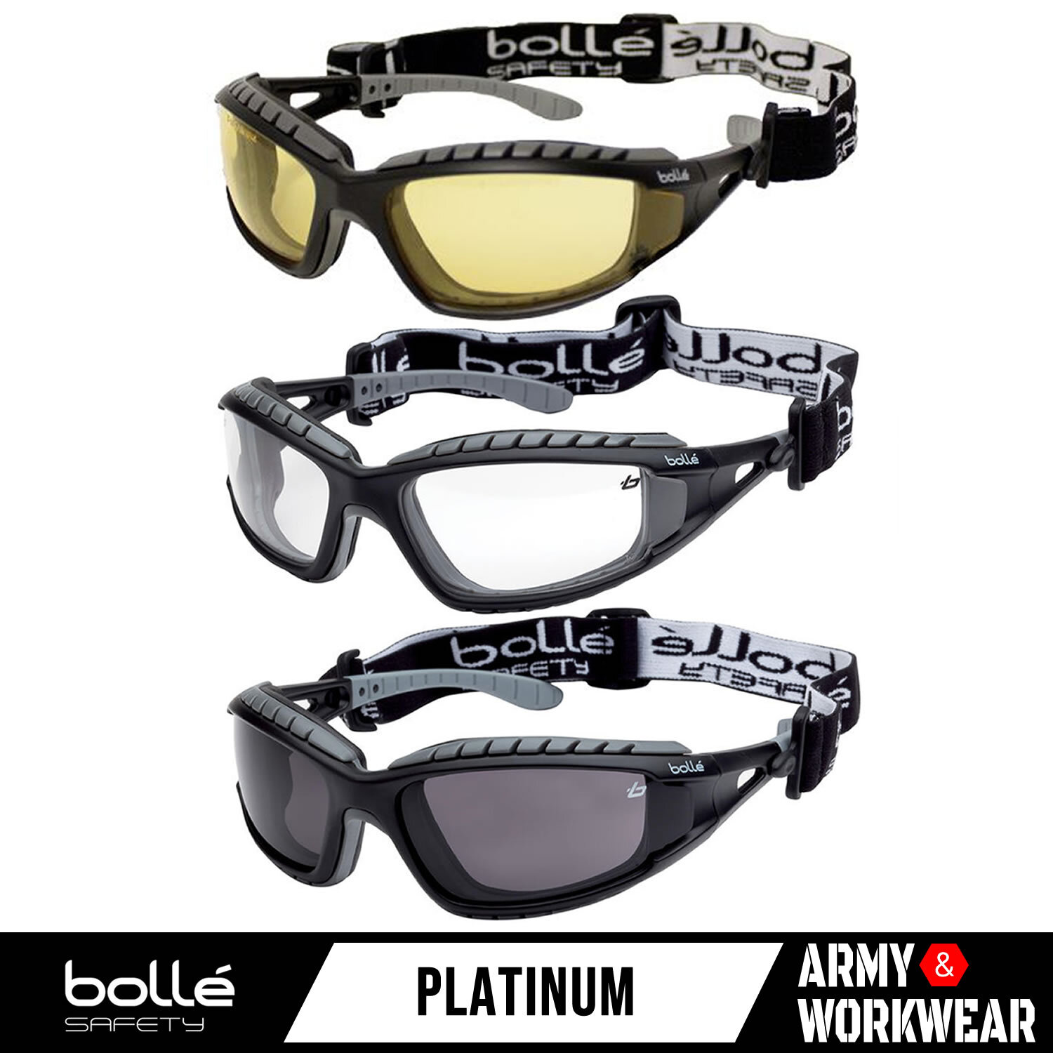 BOLLE TRACKER PLATINUM Work Safety Glasses Specs Goggles Anti Mist Fog & Scratch