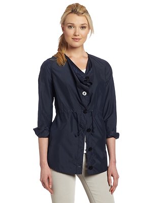 SPIEWAK Four Sparrow Navy Blue Waist Detail Long Sleeve Windbreaker Jacket Sz M