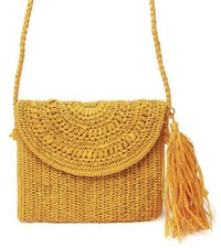 Mar Y Sol Women's Naomi Raffia Crossbody Bag, Sunflower
